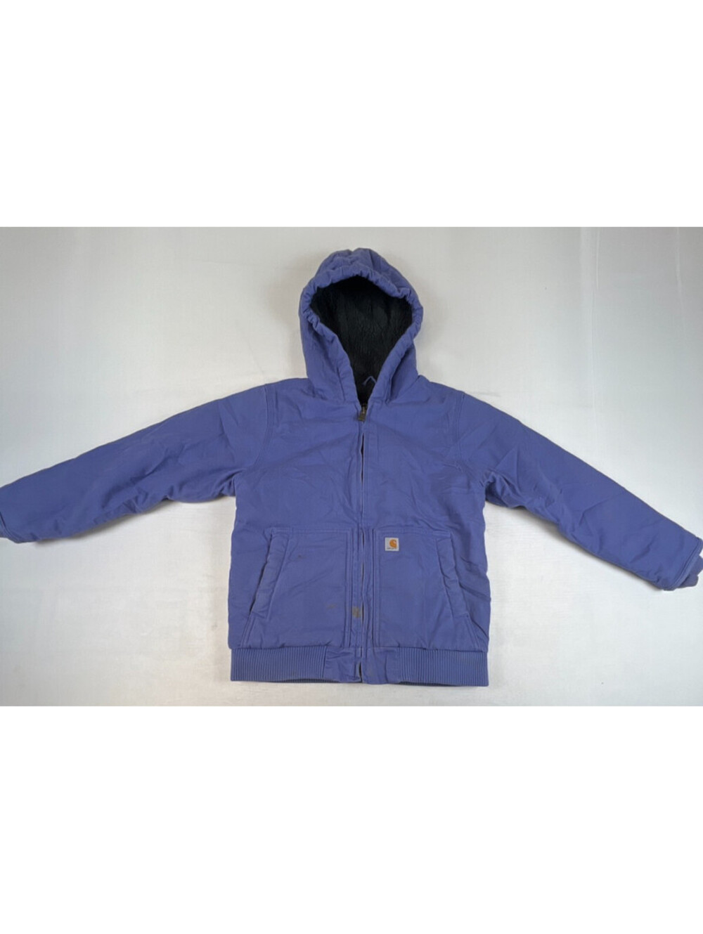 Carhartt Kids Girls Hooded Zip Jacket Blue Purple Sherpa Lined Size S 7-8